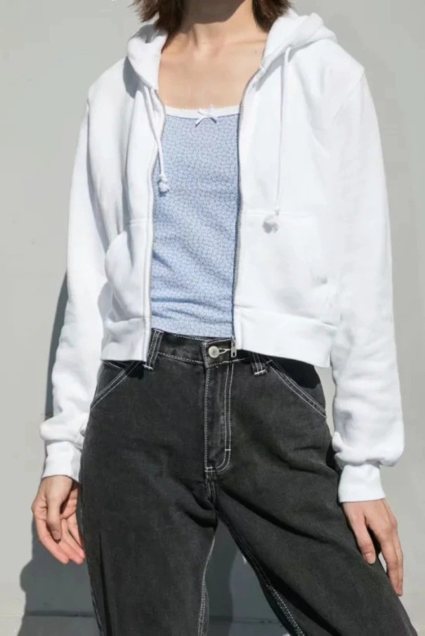 Dames korte sweatshirt P1925 wit