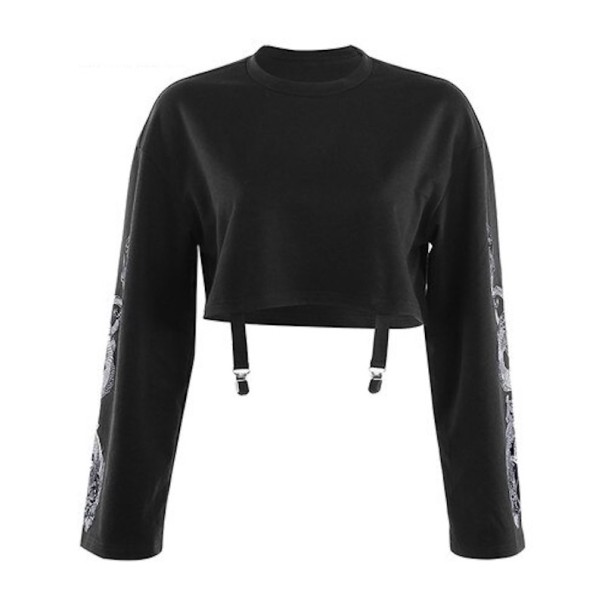 Dames korte sweatshirt zwart S