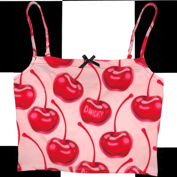 Dames korte tanktop met kersen A1275