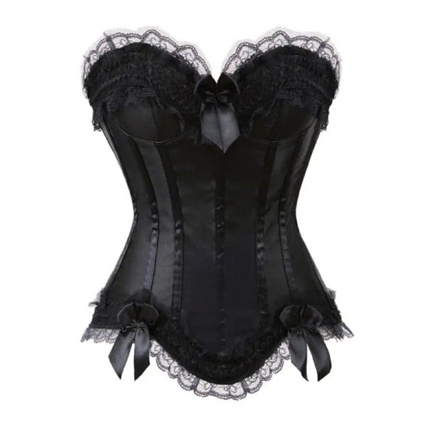 Dames korzet effen Kanten en strikjes O-hals Achterzijde met veters Polyester Spandex Elegante top zonder schouderbanden zwart XXS