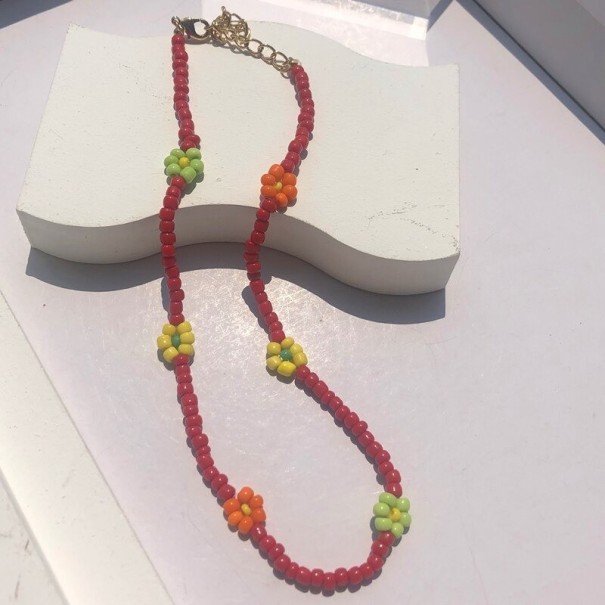 Dames kralen choker met bloemen 13