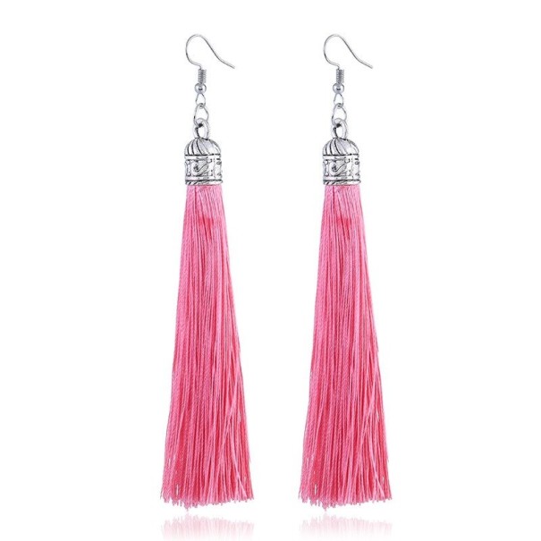 Dames kwast oorbellen G167 roze