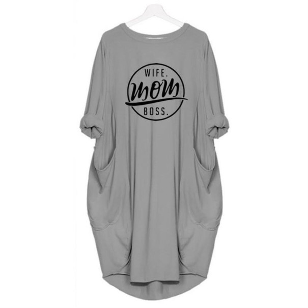 Dames lang oversized T-shirt grijs 3XL