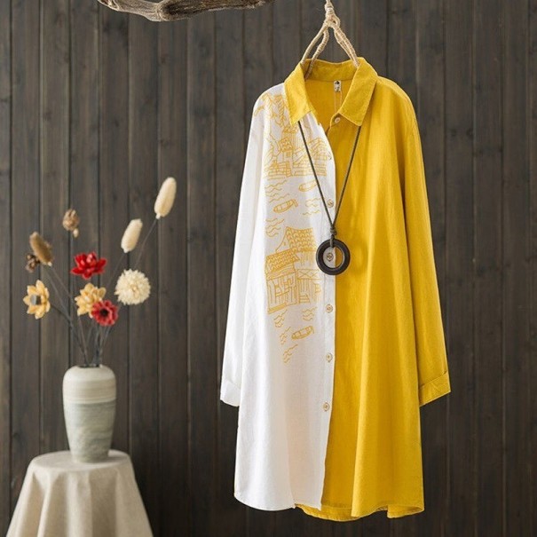 Dames lang shirt P2027 geel L