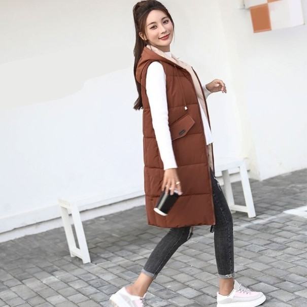 Dames lang vest bruin L