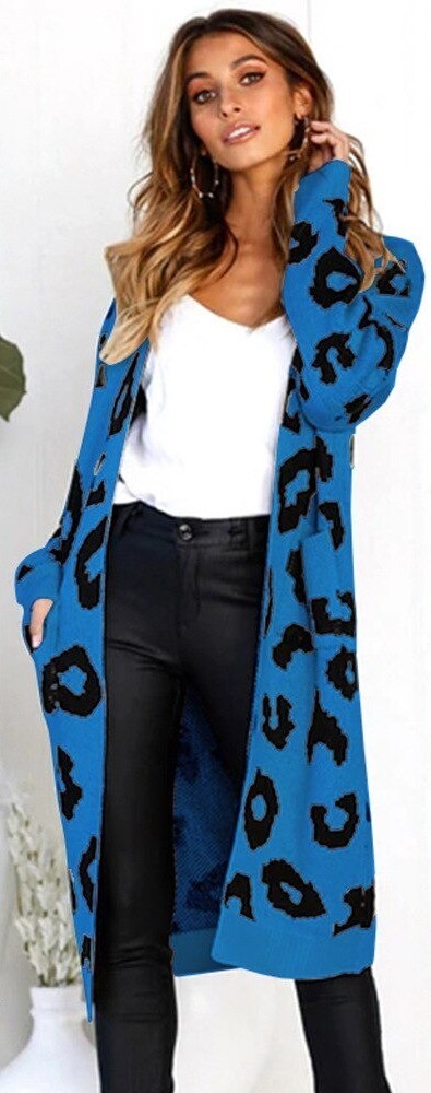 Dames lang vest met luipaardprint