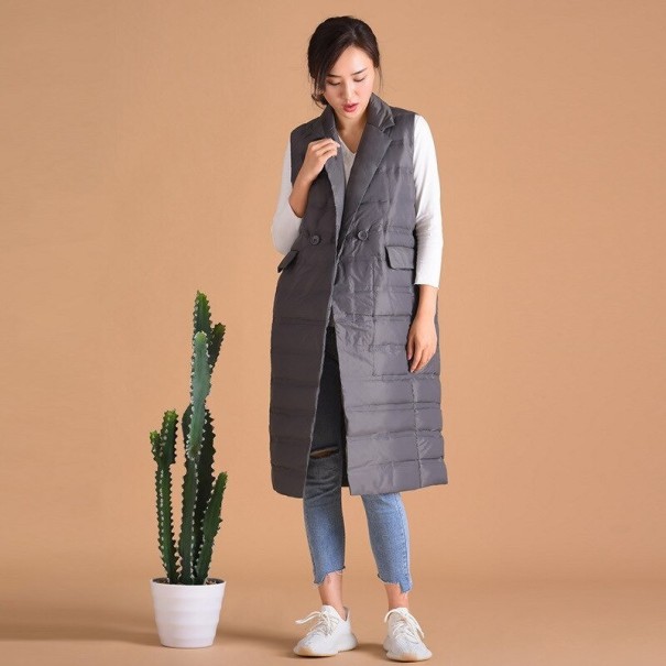 Dames lang vest P1905 grijs M