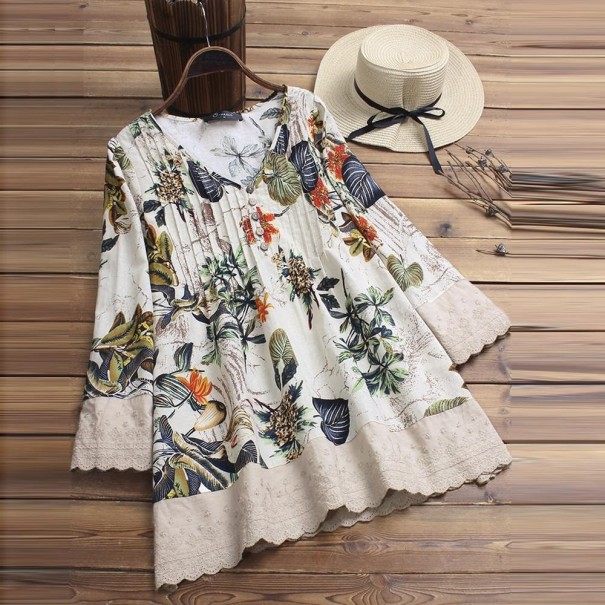 Dames lange blouse met print