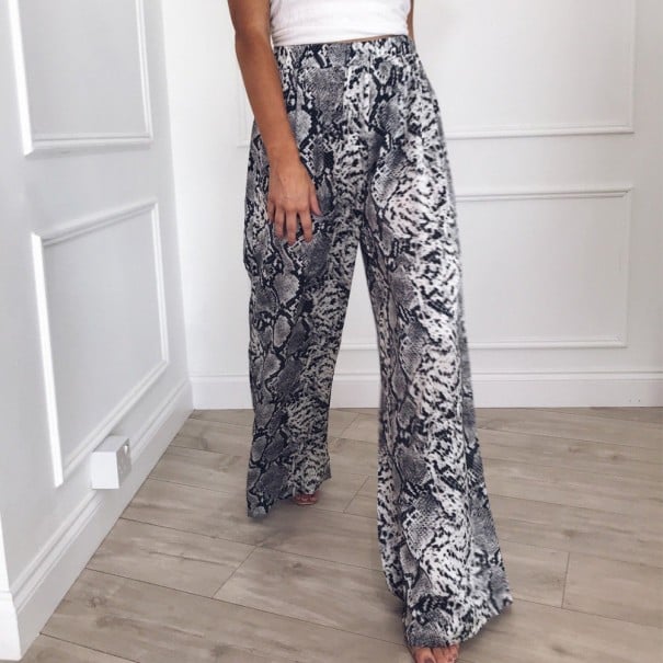 Dames lange broek met dierenprint L 2