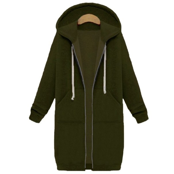 Dames lange hoodie A1 legergroen S