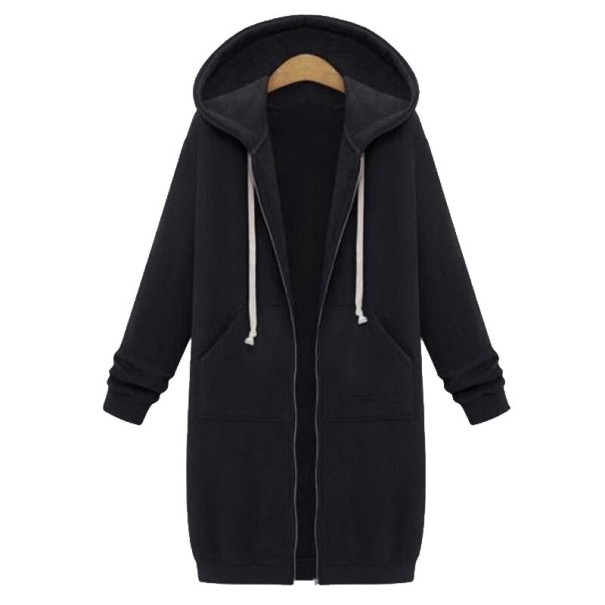 Dames lange hoodie A1 zwart XL