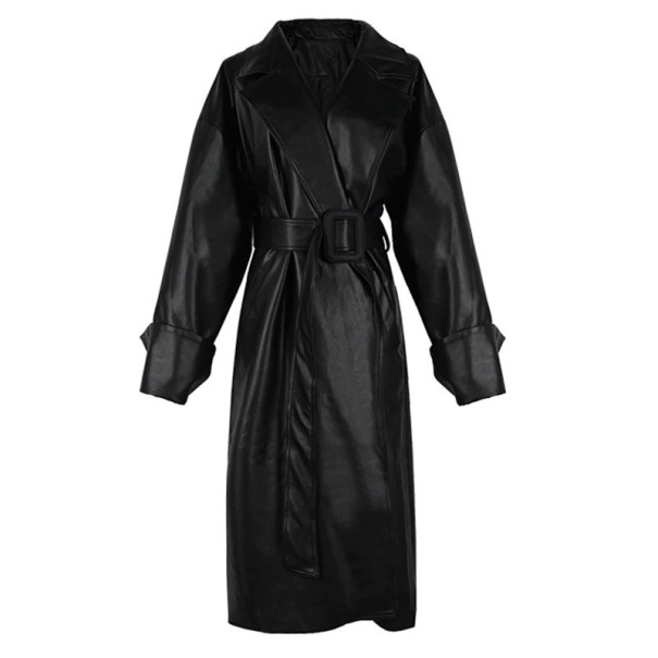 Dames lange imitatieleren jas B667 XXL