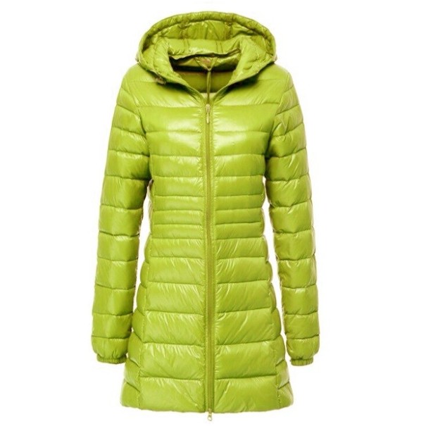 Dames lange jas met eendendons J3270 groen 3XL