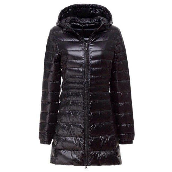 Dames lange jas met eendendons J3270 kaki S