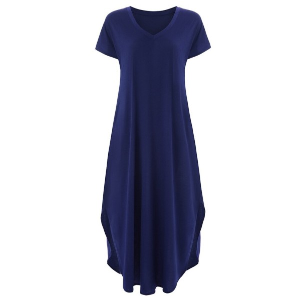Dames lange jurk Susana blauw L
