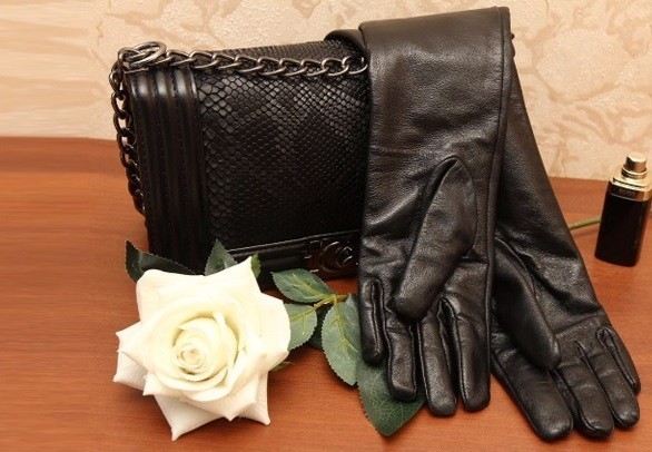 Dames lange leren handschoenen J3192