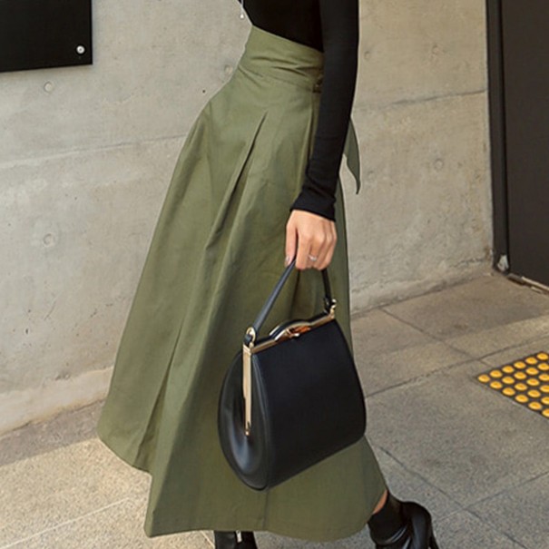 Dames lange rok met hoge taille en strik M