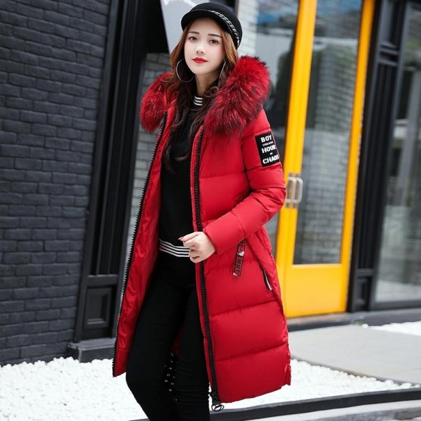 Dames lange winterjas P1696 rood S