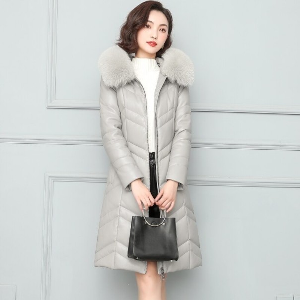 Dames lange winterjas P2238 grijs XXL