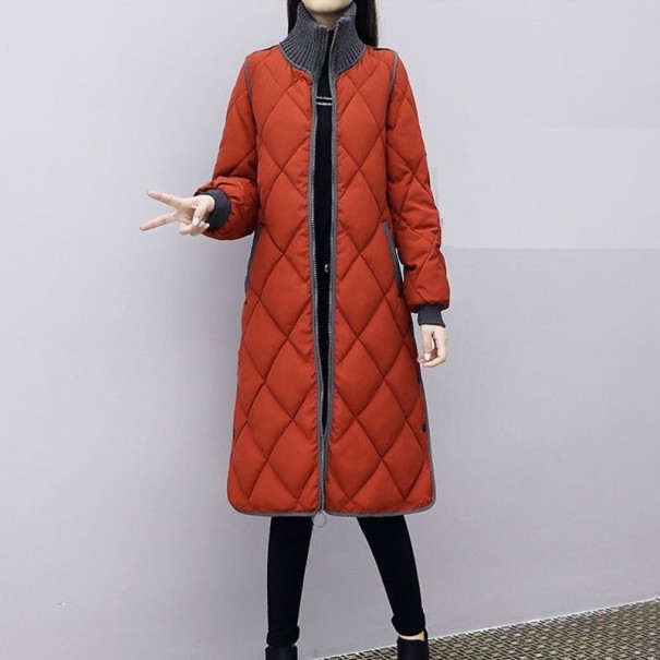 Dames lange winterjas P2544 baksteenrood L