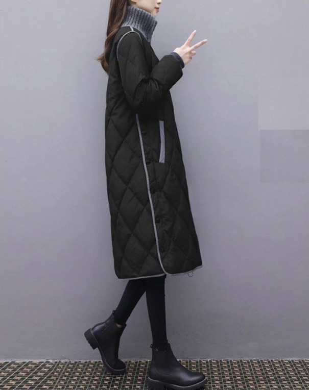 Dames lange winterjas P2544 zwart L