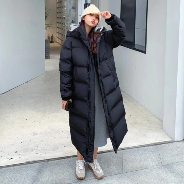 Dames lange winterjas P2568 zwart L