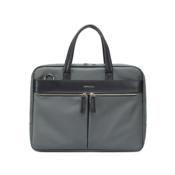 Dames laptoptas Twee handvaten en een afneembare brede schouderband Hoofdvak en voorzak met rits Van polyester grijs L