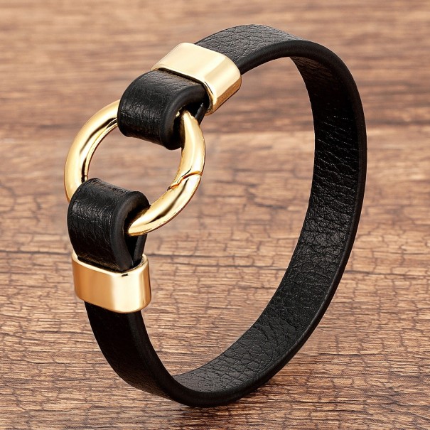 Dames leren armband H380 goud 19 cm