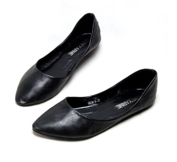 Dames leren ballerina&#39;s J819 zwart 40
