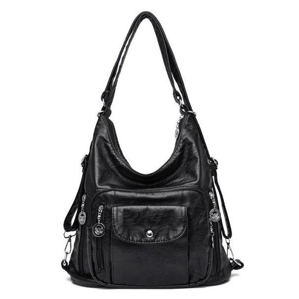 Dames leren handtas M1045 zwart
