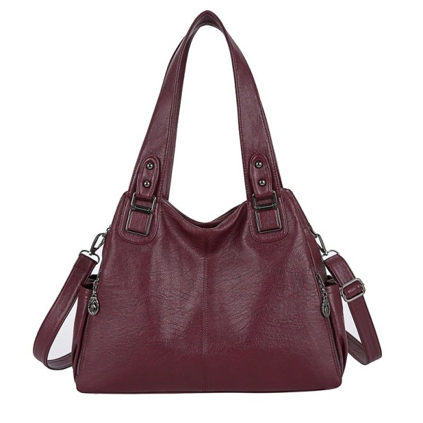 Dames leren handtas M1075 wijnrood