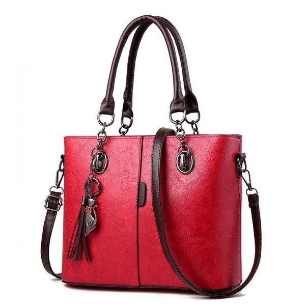 Dames leren handtas M1103 rood