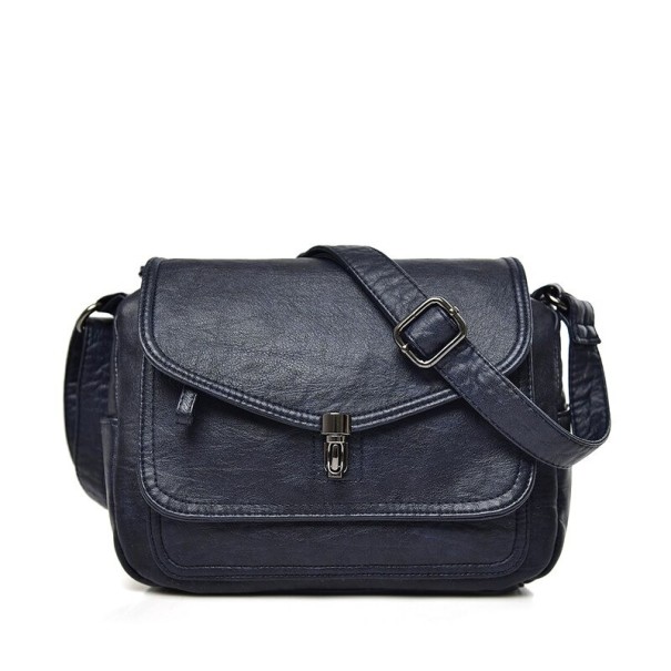 Dames leren handtas M1112 donkerblauw