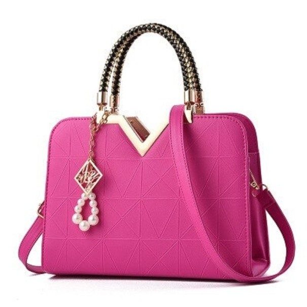 Dames leren handtas M1191 donkerroze