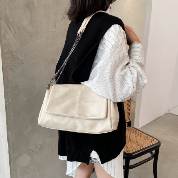 Dames leren handtas M1212 crème