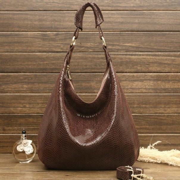 Dames leren handtas M1240 donkerbruin