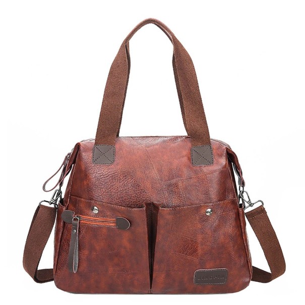 Dames leren handtas M1254 donkerbruin