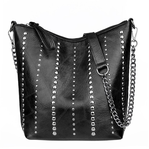 Dames leren handtas M1709 zwart 3