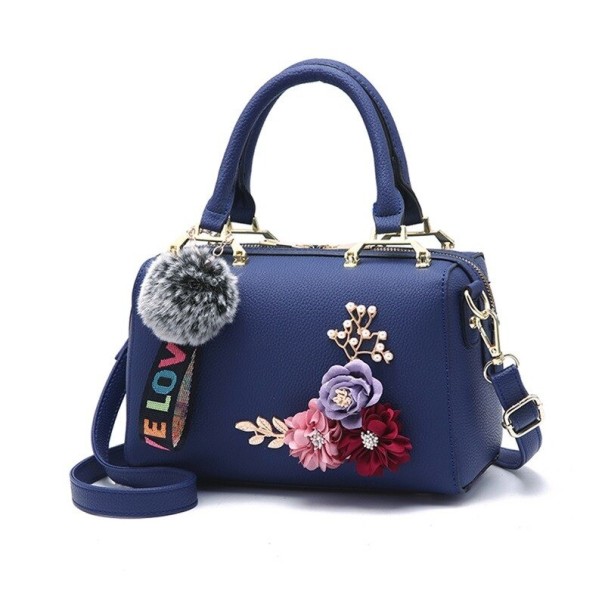 Dames leren handtas M795 donkerblauw