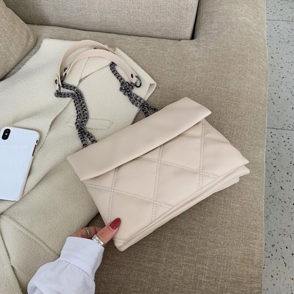 Dames leren handtas M837 crème