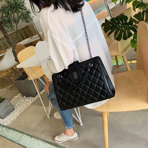 Dames leren handtas M887 zwart L