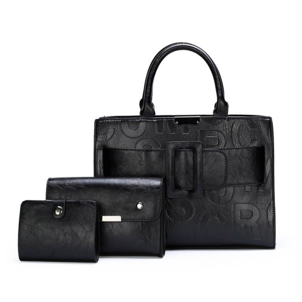 Dames leren handtas set van 3 stuks M1660 zwart