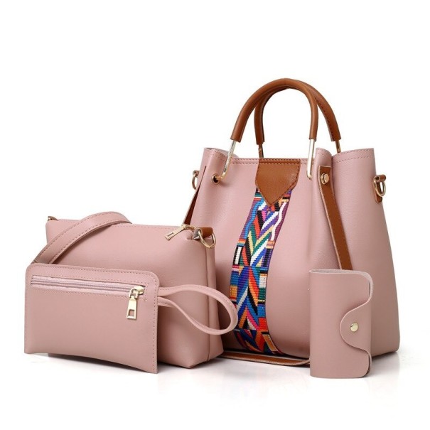 Dames leren handtas set van 4 stuks M1069 oudroze