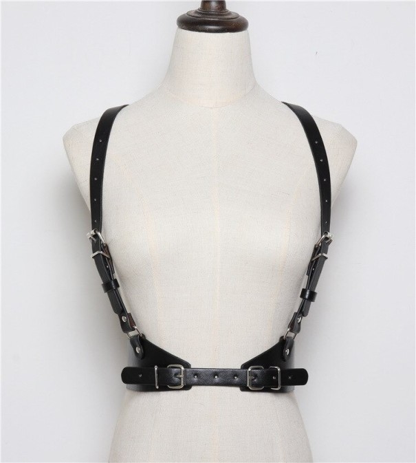 Dames leren harnas C990 zwart