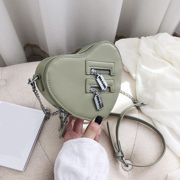 Dames leren hart handtas lichtgroen