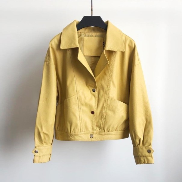 Dames leren jas P2500 geel L
