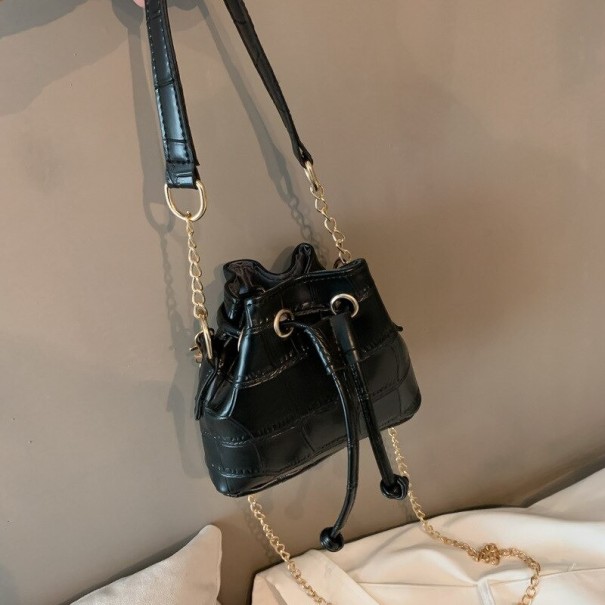 Dames leren mini handtas M1786 zwart