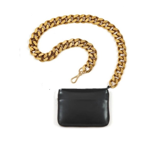 Dames leren mini handtas met ketting goud L