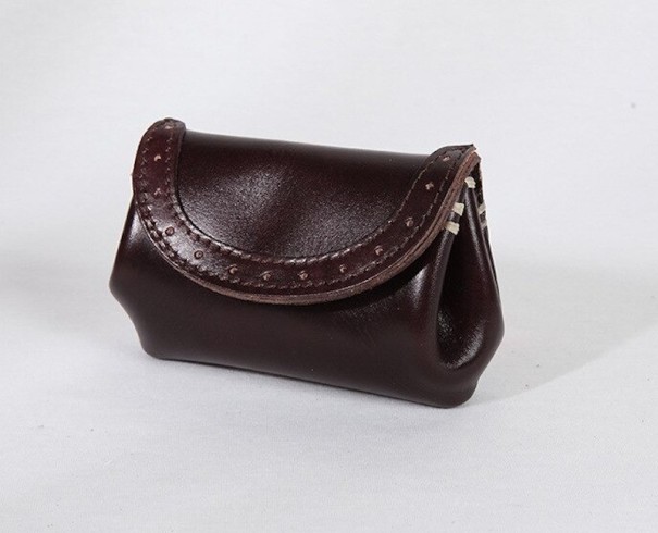 Dames leren mini portemonnee M617 donkerbruin