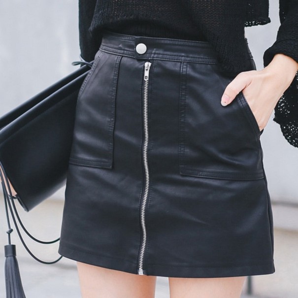 Dames leren minirok met rits G9 XS